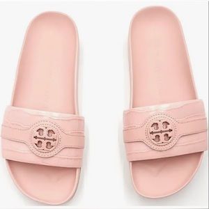 New Tory Burch Pink Croc slide sandals Size 9 1/2